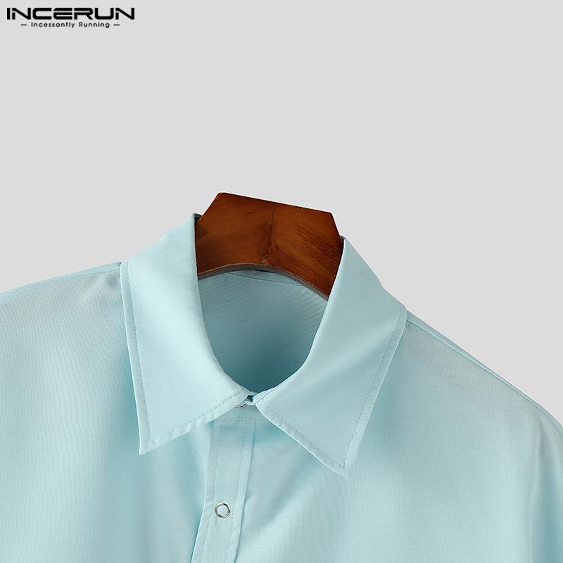 INCERUN Oversized Lapel Neck Short Sleeve Pocket Buttons Causal Shirts Tops