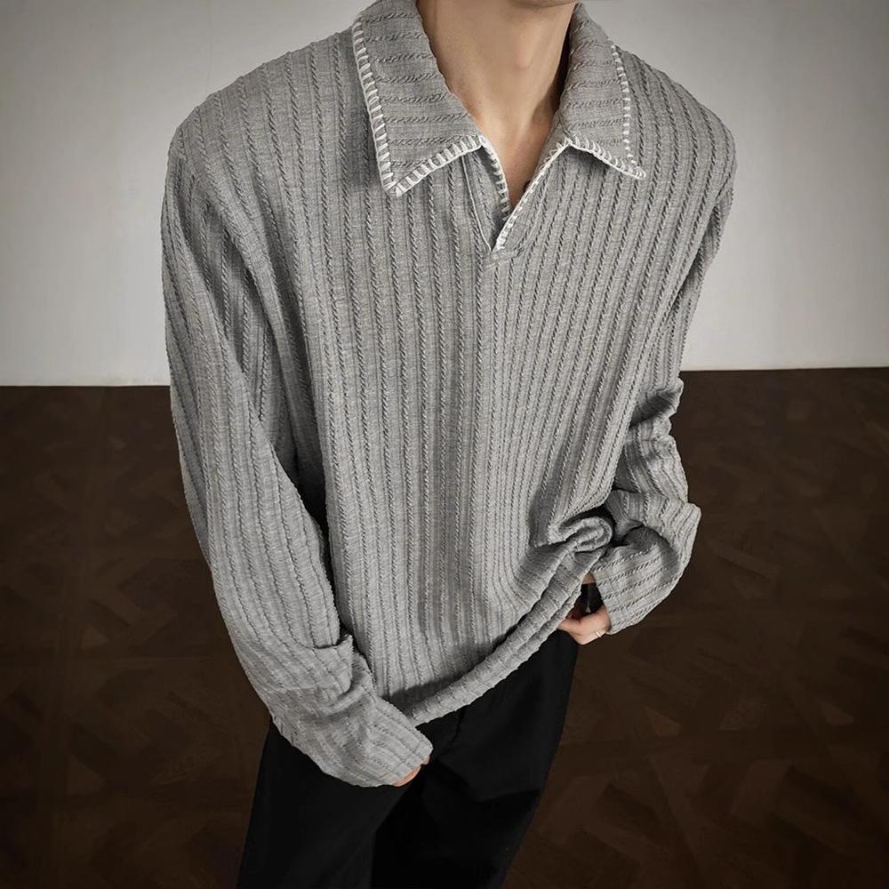 

Black Long-sleeved T-shirt Men s Autumn College Style High-end Sweater American Top High Quality Durable Construction Practical Daily Use M серый