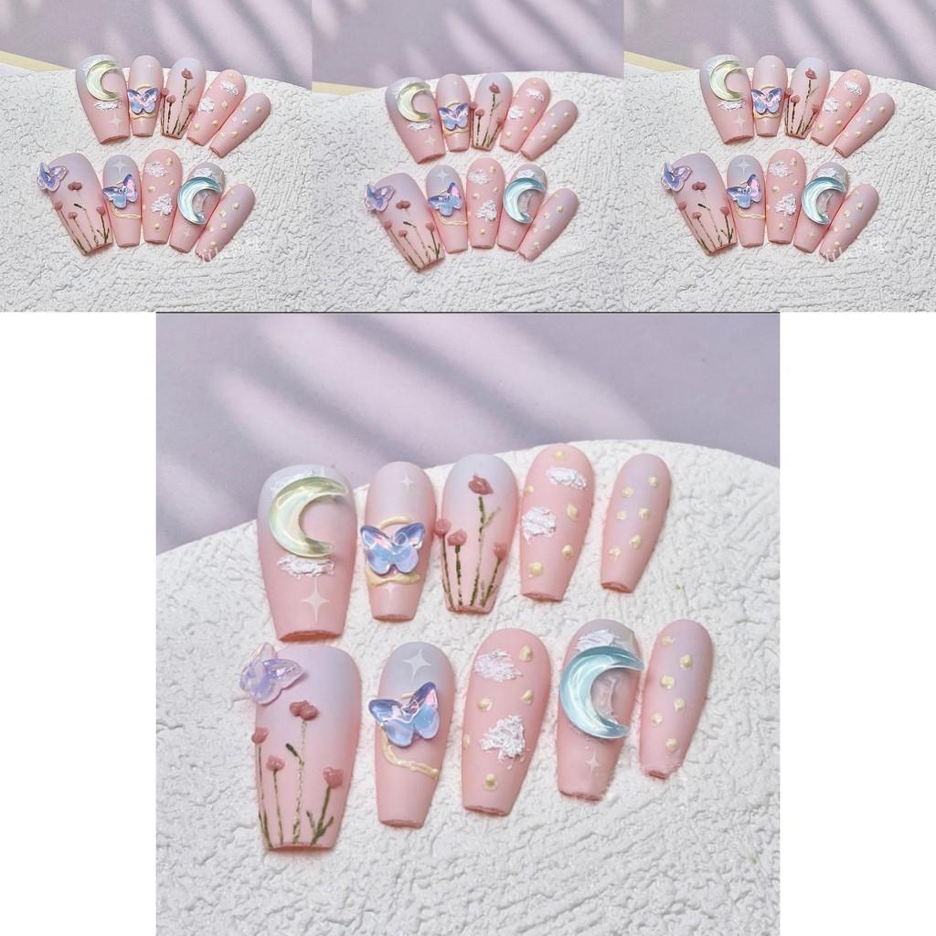 Unique Pink Dream Island Wearable Armor Nail Art Stickers Handcrafted Phototherapy Cute Sweet Fresh Minimalistic Love Heart Pattern