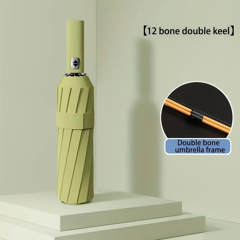 Large Automatic Folding Umbrella - Double Keel, Windproof, Sun Protection, 24-Rib Design, Compact & Durable for Rain or Shine