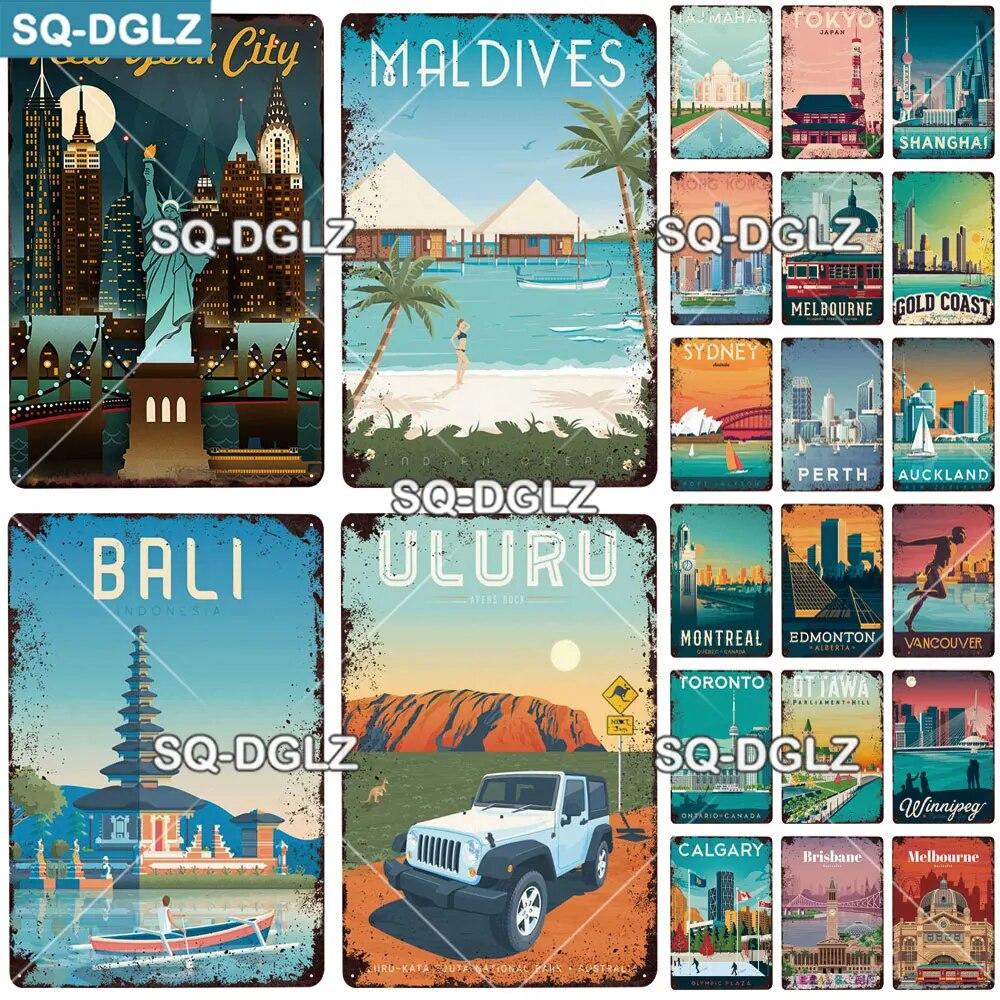 

[SQ-DGLZ] Металлическая вывеска в городе Азии, винтажная металлическая табличка, дорожные тарелки, декор для паба, бара, домашний настенный декор, жестяные вывески, кантри-плакат