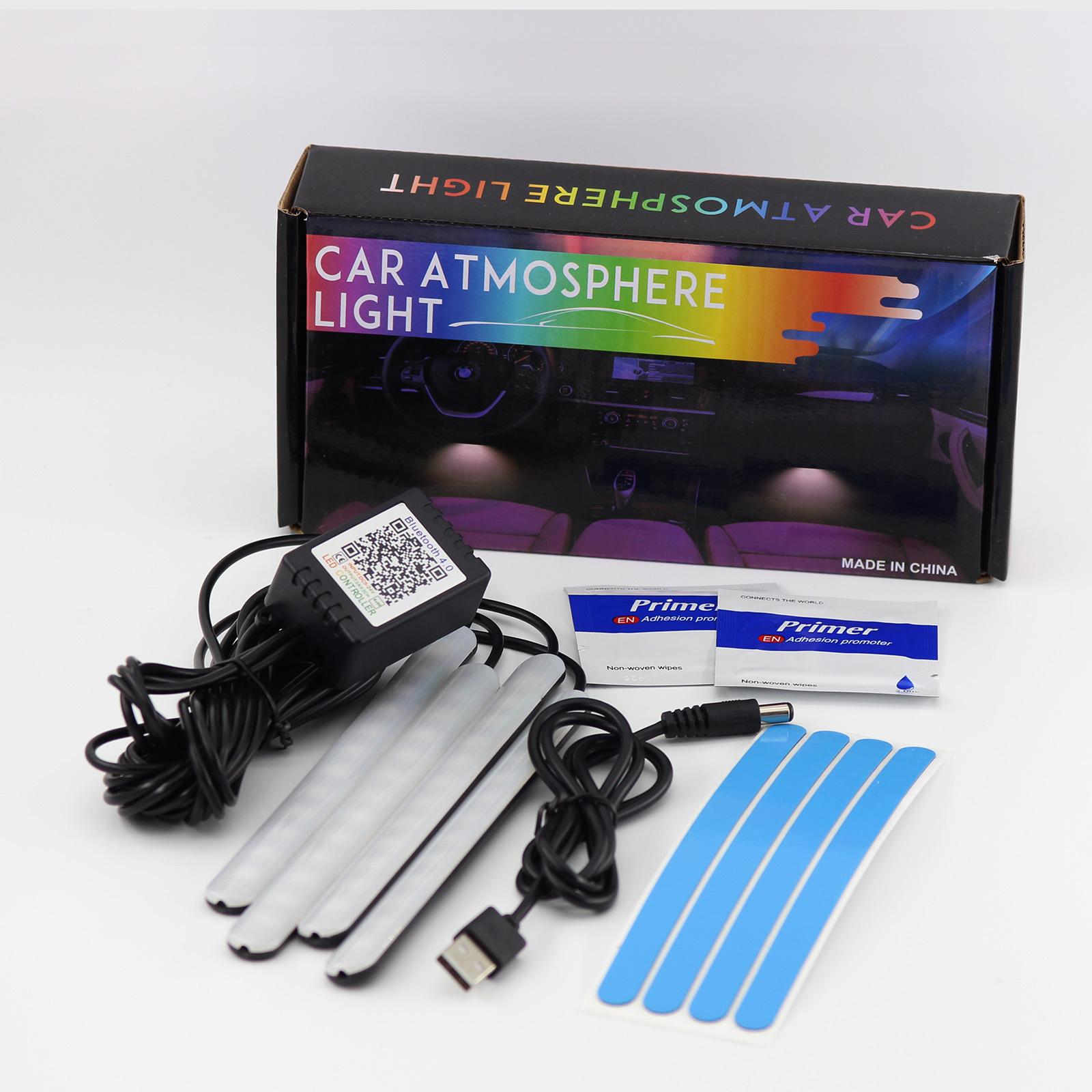 

48 LED Remote App Control Light Strip DIY Mode and Music Sync Under Dash Lighting With USB Car Charger DC12V Interior Lights APP voice control