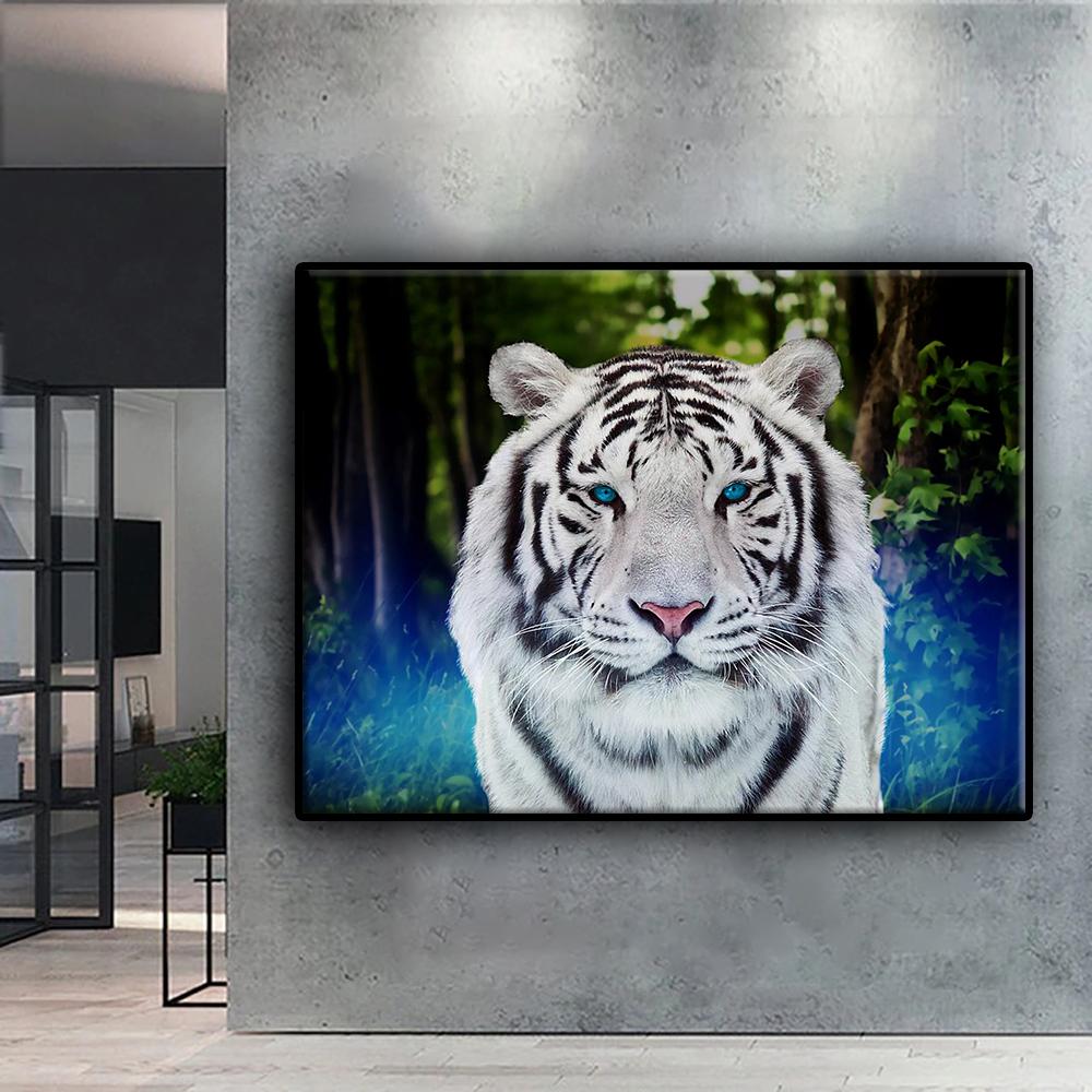 Diamond Painting Animal White Tiger Embroidery Cross Stitch Rhinestone Home Decor