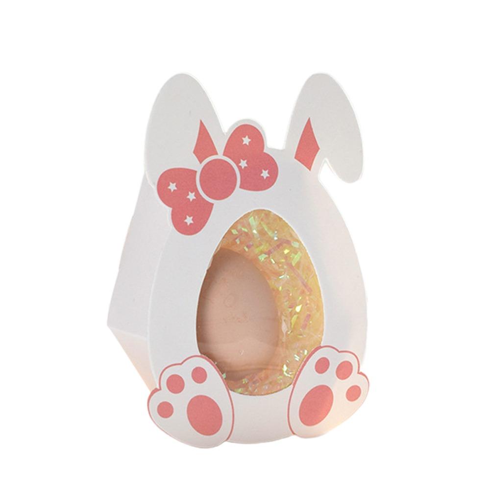 10PCS Pink Blue Easter Gift Box Eggs Visual Window Cartoon Rabbit Ear Candy Case Easter Decoration Candy Snack Packaging Boxes