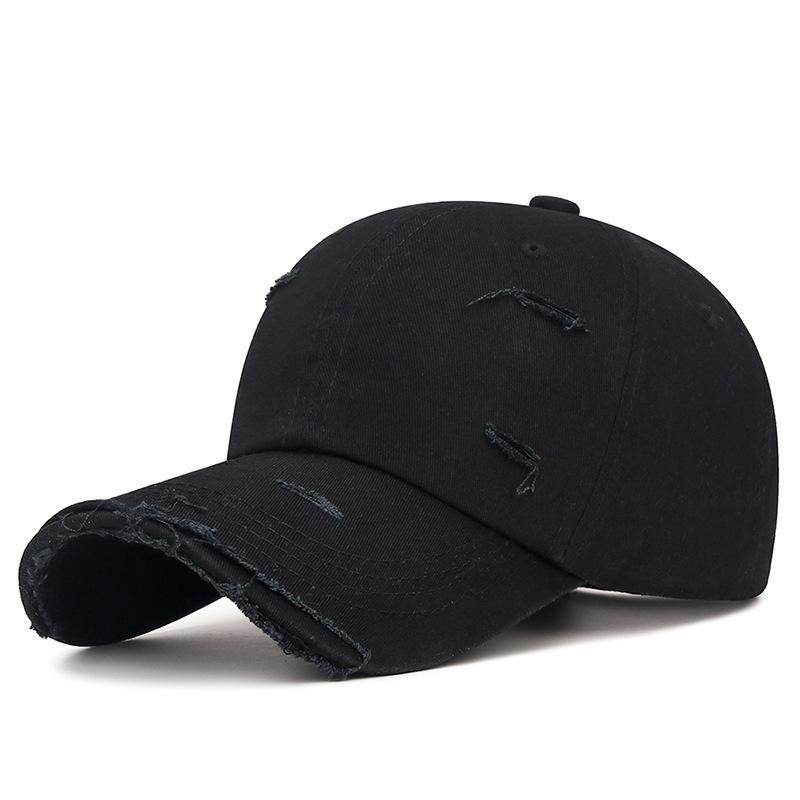 Korean version of the new ripped men's and women's universal baseball cap personalized flash washed solid color cotton casual sun hat