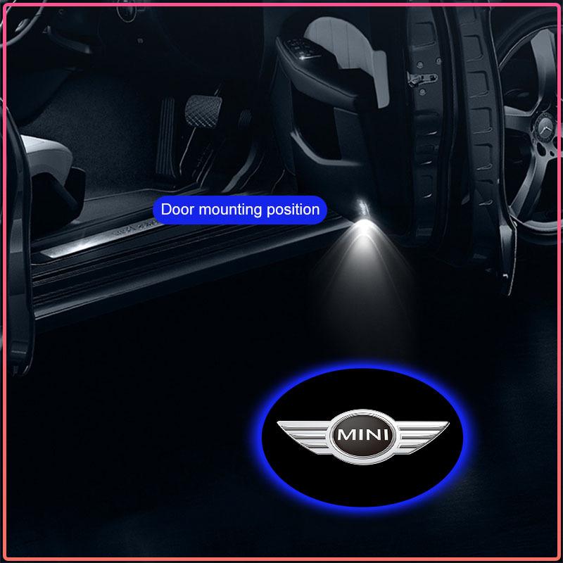 2Pcs Auto LED Door Welcome Projector Lights Wireless Ghost Shadow Step Light For MINI Cooper Fridge One S F56 R57 R58 R60 JCW Countryman Clubman