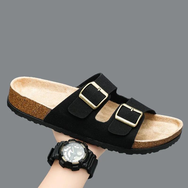 Flat Sandals Mens Sandals Genuine Leather Man Slippers for Men Men's Casual Sandal Mens Shoes 2024 High Quality Shoes Slipers