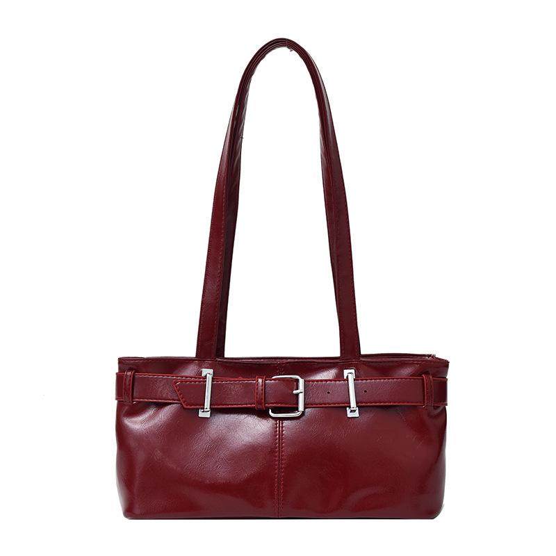 Trendy and Fashionable Women's Baguette Bag, Underarm Bag, Personalized Versatile Foreign Style Niche Simple Solid Color Shoulder Handbag
