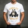 Funny Gym Panda Weightlifting Graphic Tshirt Soft Modal Kinda Fit Sorta Fat Unisex Tee Workout Casual Short Sleeve Fash Tops