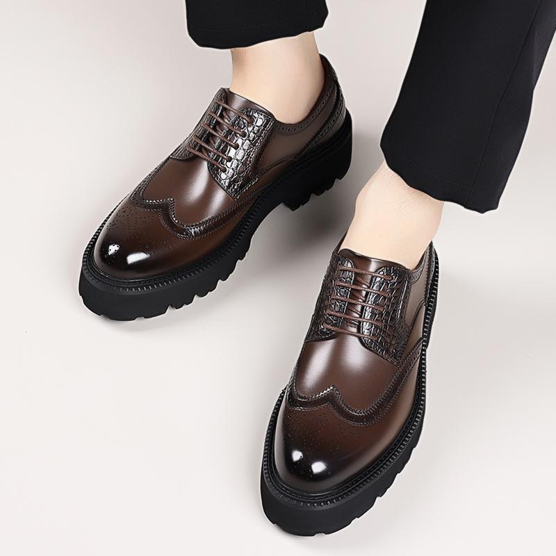 Fashion Fashion Thick Bottom Man Oxford Footwear Lace-Up Outdoor Male Shoes 2025 New Mens Brogue Casual Shoes Leather Men Business Shoes