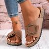 Women's simple solid color buckle cover for wearing flat heeled straight slippers
