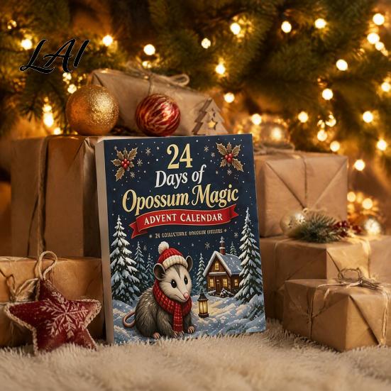 Christmas Advent Calendar 24 Days with 2D Flat Acrylic Possum Pendants Holiday Countdown Decorations Festive for Tree Decoration And Party