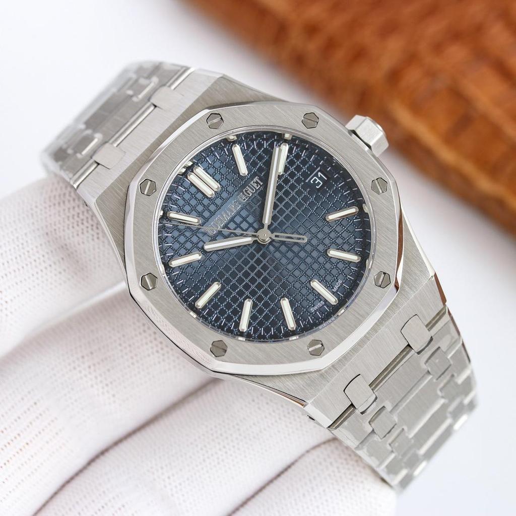 AP Royal Oak Automatik Leuchtende Herren-Stahl-Armbanduhr mit Sichtboden