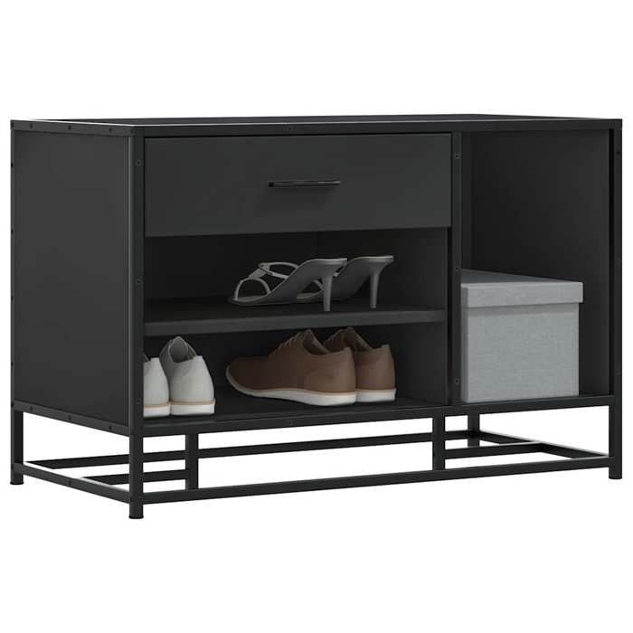 VidaXL Shoe Bench Black 80x40x53.5 Cm Engineered Wood and Metal, Bench, Hallway Bench, Hallway Seat, Bench 849224