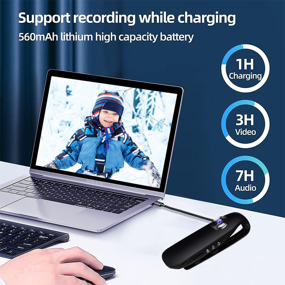1080P Full HD Cycling Video Recorder with Back Clip Portable Law Enforcement Recorder Motion Activate Loop Recording Camera