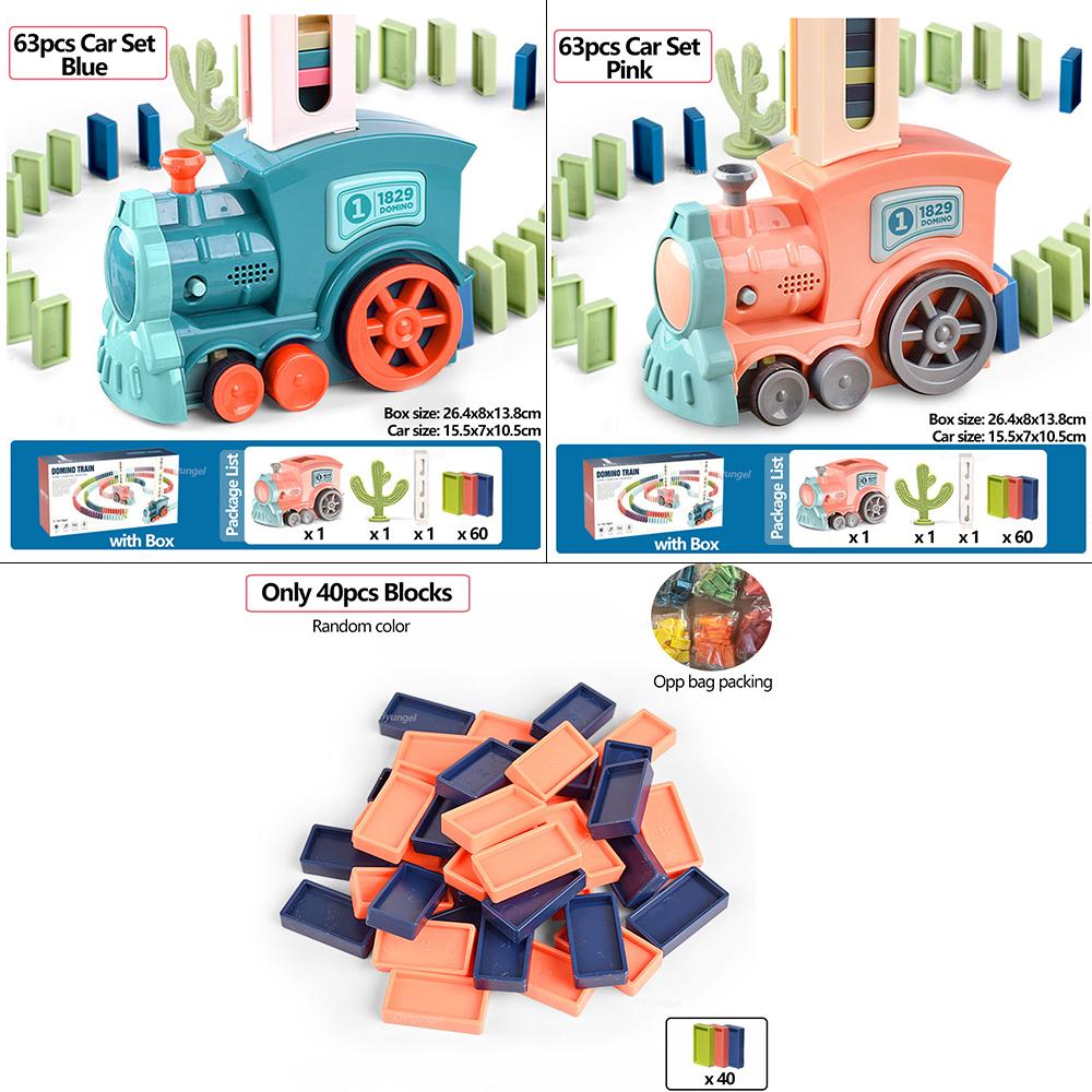 Domino Train for Kids Automatic Laying Electric Car Colorful Dominoes Set Brick Blocks Kits Games Educational Toys Girl Boy Gift