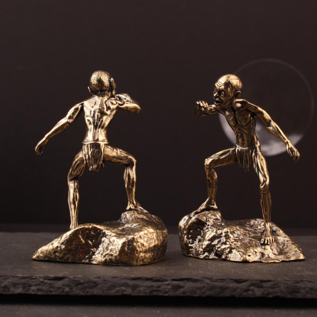 Thinker Contemplator Figure Art Sculpture Arrangement Vintage Home Decor Study Shelf Tabletop Copper Ornament