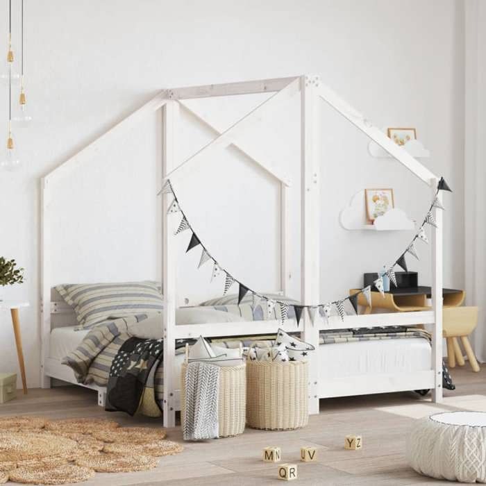 VidaXL Bed Frames for Children, Double Bed for Children, Indoor Bedroom House Bed, Modern, White 2x(70x140) Cm 3200593