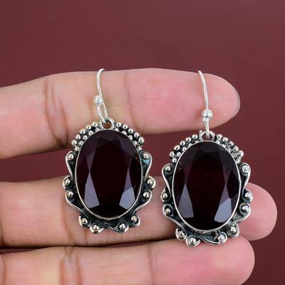 Pendientes de granate de Mozambique facetado, pendientes de piedras preciosas auténticas, pendientes de plata de ley 925, joyería hecha a mano, pendientes colgantes únicos, regalos para mujeres