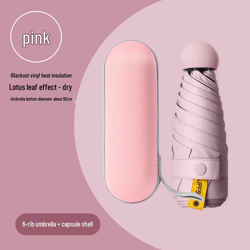 Lätt UV-skyddande Kapselparaply - Bärbart Dubbelanvändningssolskydd för Kvinnor, Soliga och Regniga Dagar