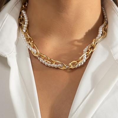 Mode frauen Halsketten Persönlichkeit Imitation Perle Halsketten Für Frauen Boho Schmuck Zubehör