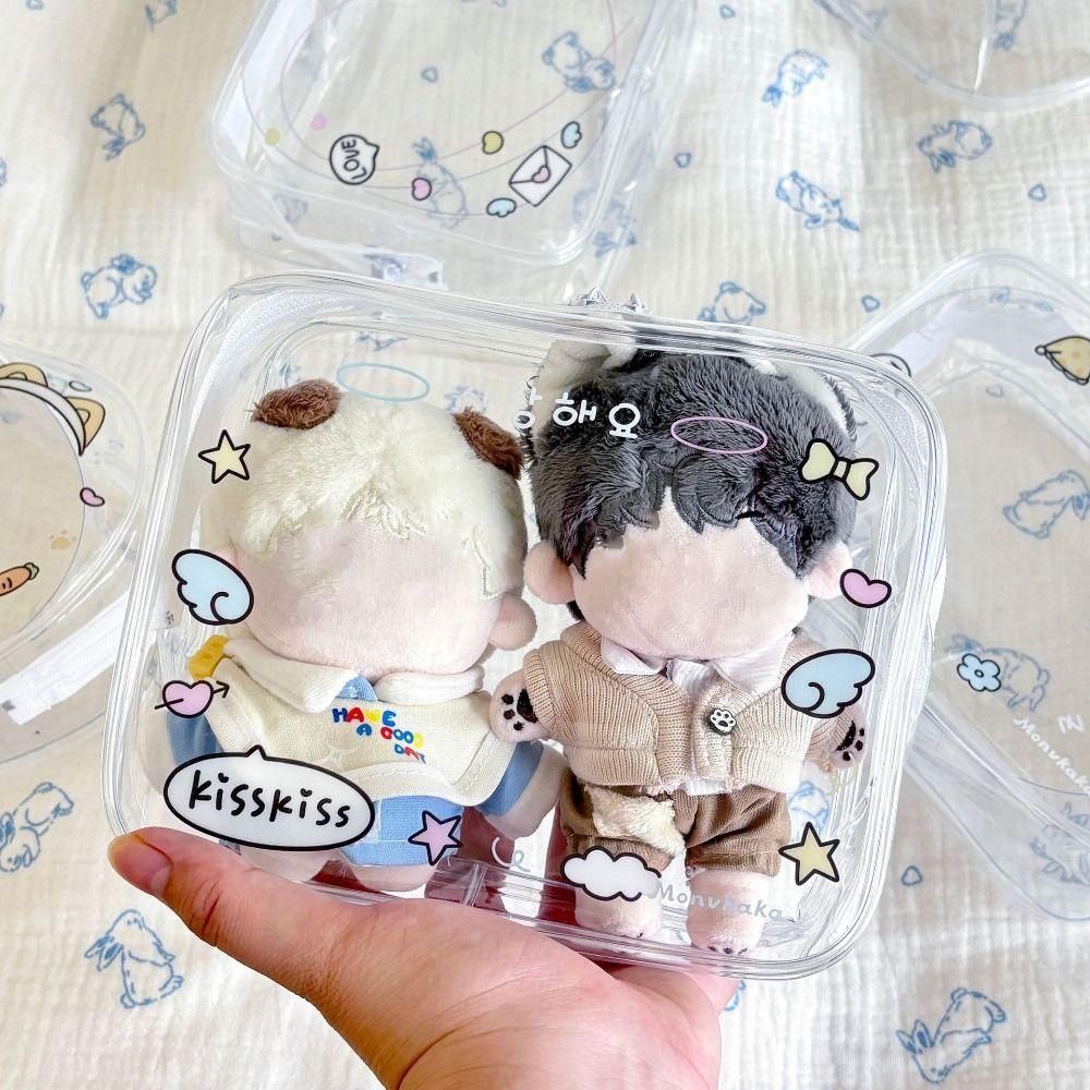 Cute Transparent Data Cable Storage Bag PVC MIni Dolls Storage Pouch Gift Colorful Dolls Outdoor Bag for 15cm Dolls