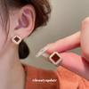 Silver Needle Dripping Oil Square Geometric Pearl Earrings Fashion Retro High-end Stud Earrings Hong Kong Style Temperament Earrings Women's Fashion