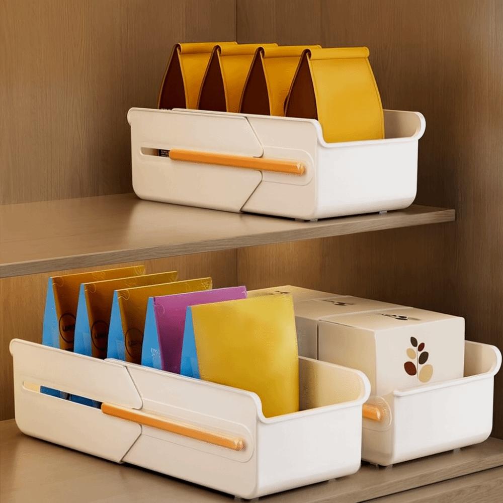 Length Adjustable Retractable Drawer Organizer Right Angle Drawer Storage Box  Deep Cabinet