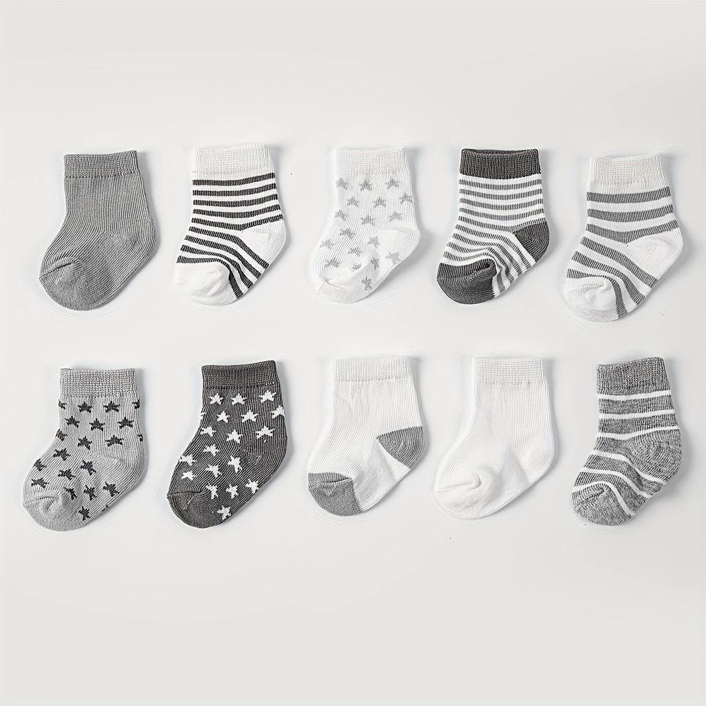 0-3 6-12 Months Boy Baby Socks Infant Newborn White Cotton Sock 10 Pairs Set