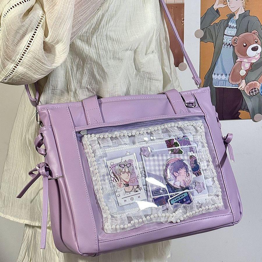 New Girls' Ribbon Y2K Ita Bag Sweet Ladies Large Capacity Shoulder Bag Street Trend Crossbody Bag Daily Commuting Tote Bag