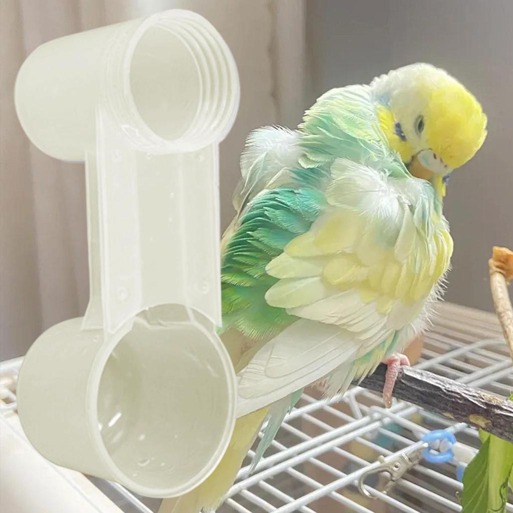 Double-Port Transparent Parakeet Water Dispenser, Water-Saving Bird Drinker Cup for Cage, Small Bird Feeder for Finches Home
