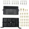 12-Slot Relay Box 6 Relays 6 ATC/ATO Standard Fuses Holder Block with 41pcs Metallic Pins Universal