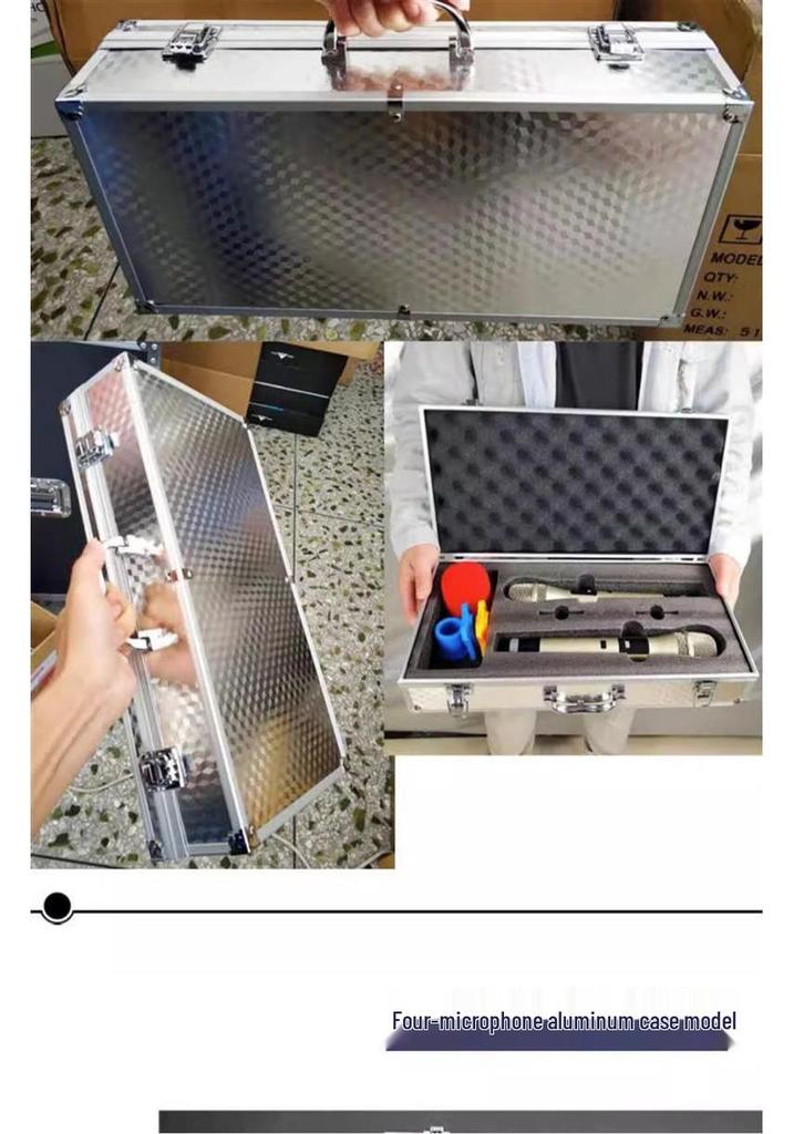 KTV Portable Wireless Microphone Storage: 2-Piece Aluminum Case for Handheld & Lavalier Mics.