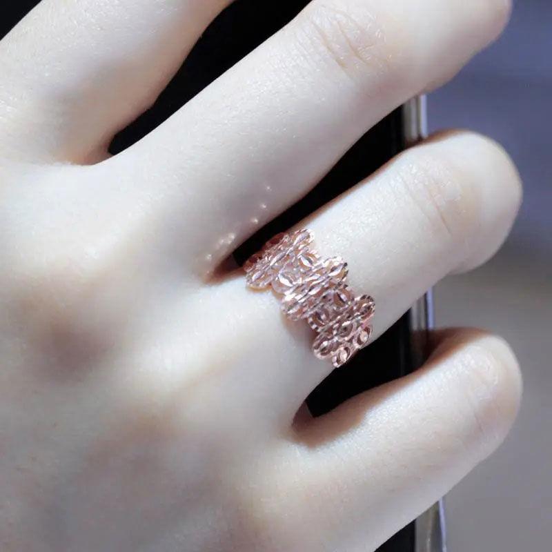 Purple Gold Wide Version Hollow Ring Simple Fashion Personality Temperament Color Gold Plated Rose Gold Ring