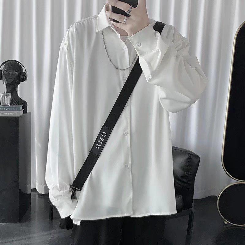 Camicia da uomo alla moda in stile Hong Kong a maniche lunghe