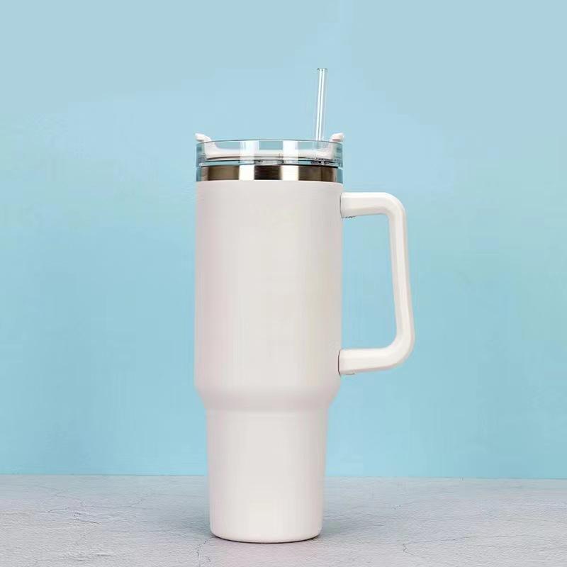 40oz Stainless Steel Car Cup Large Capacity with Straw Handle Double-Wall Vacuum Portable Insulated Cup