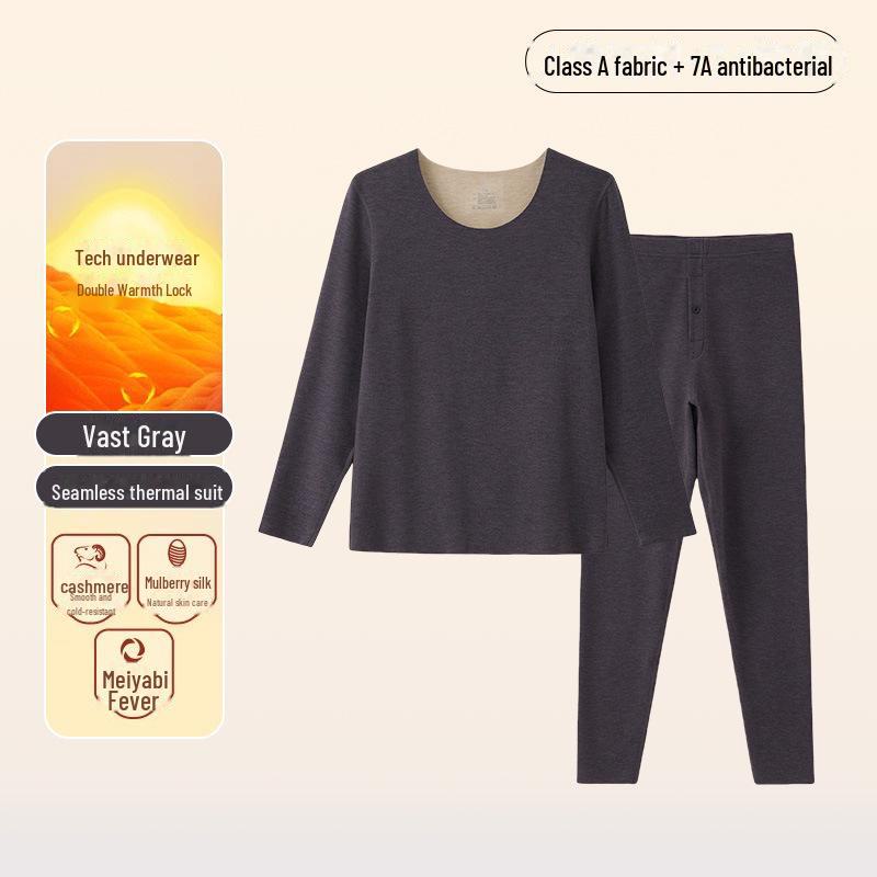 

Мужской комплект термобелья Delong из антибактериального шелка и кашемира, мягкий и плотный, на осень XXXL