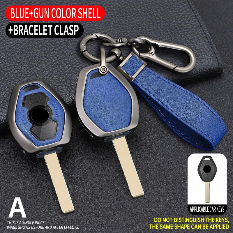 Zinc Alloy +Leather Car Key Case Cover for BMW 3 5 7 Series X5 E53 X3 F83 E46 E39 E38 E60 E63 E61 E64 330i Z3 Z4 E85 E86 M5 325i