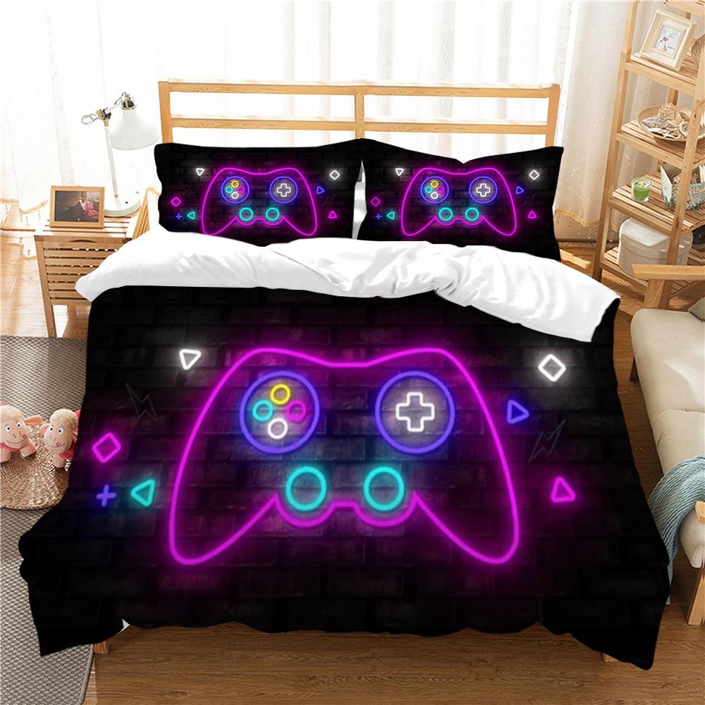 Set husă de cuvertură 3D Gamepad cu imprimare husă de pilota Poliester Textile pentru casa Băieți Fete Față de pernă de o singură dimensiune