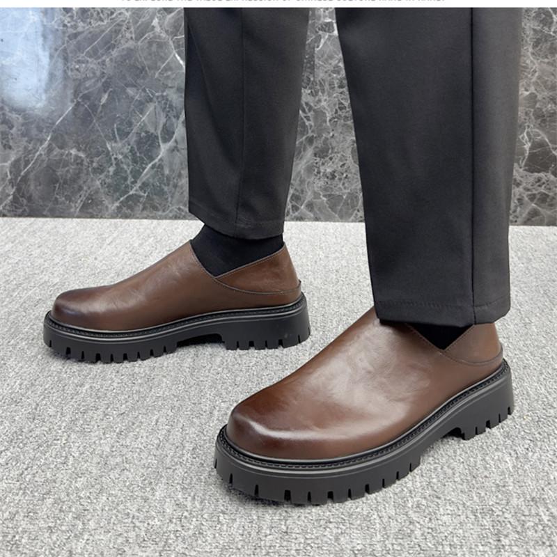 Fashion Business thick soled leather shoes Fashionable minimalist gentleman style Daily office and leisure party Wedding Slip on shoes