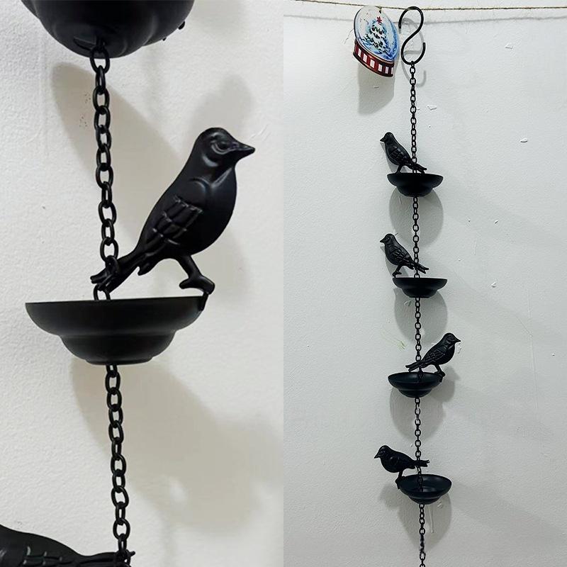 

1Pcs Rain Catche Metal Downspout Tool 60/80/100/240cm Creative Birds Iron Rain Chains For Gutters Outdoor Roof Gutter Decor