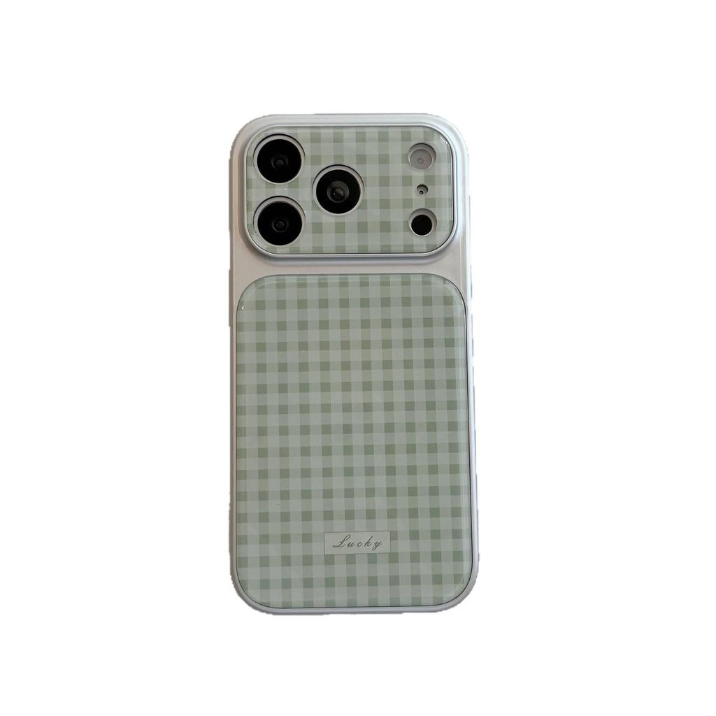 Acrylic Ice Feel Light Green Plaid Phone Case for Apple