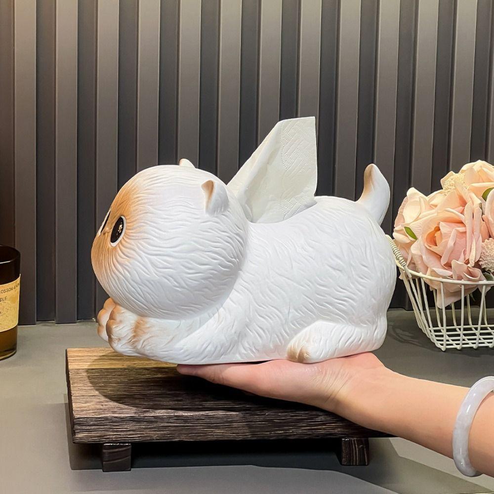 Modern Cat Tissue Box Ceramic Napkin Dispenser Storage Tube Towel Organizer  Living Room