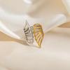 Stainless Steel Geometric Hollow Ring for Neutral Irregular Two Tone Open Ring Fashion Exquisite Colorfast Banquet Jewelry Gifts