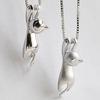 Women Silver Plated Lovely Jumping Cat Pendant Charm Princess Necklace Jewelry