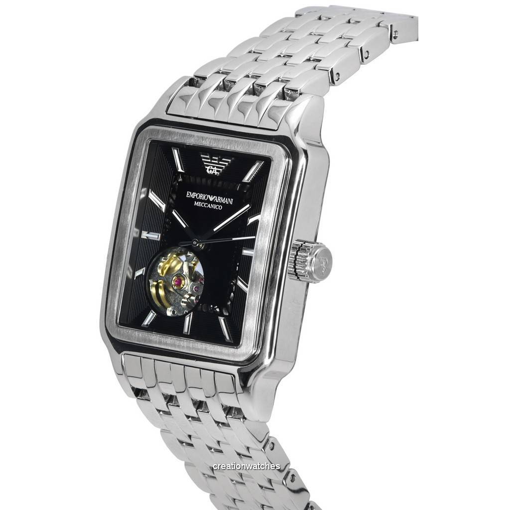 Emporio Armani Meccanico Paslanmaz Çelik Siyah Açık Kalp Kadran