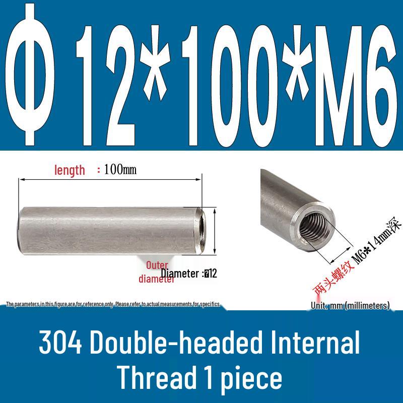Stainless Steel 304 Double-Ended Threaded Cylindrical Guide Pin with Dual-End Holes