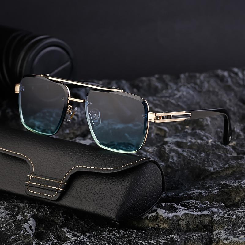 New Rectangular Frame Sunglasses Men's High-end Sunglasses Outdoor Driving Street Photography Trendy Glasses