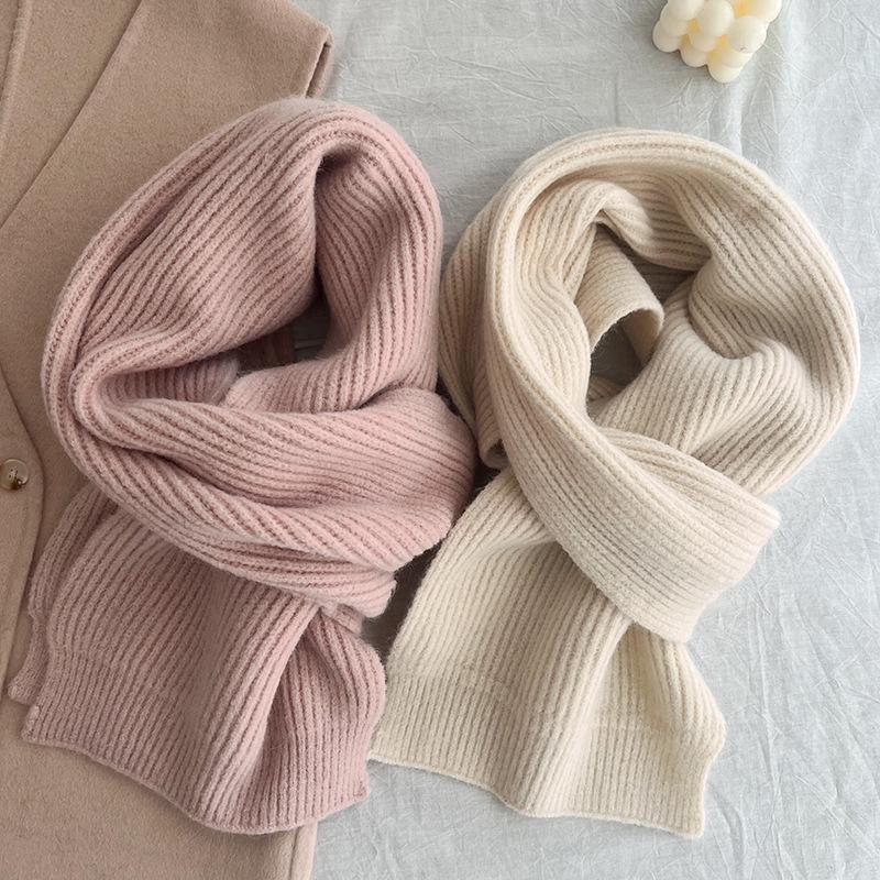 Japanische Studenten-Schals für Damen, warm im Herbst und Winter, verdickt, solide, vielseitig, einfach, zum Stricken, für Wollliebhaber