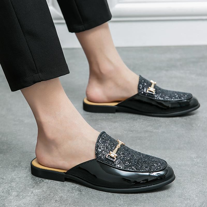 Fashion Summer Fashion  Mens Casual Lightweight Shoes  Comfy Leather Male Versatile Shoes Breathable Slippers Personality Half Drag Lazy